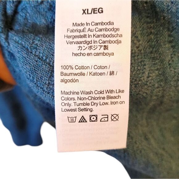 J. Crew Dusty Teal Geometric 100% Cotton Crewneck Sweater - Picture 7 of 7